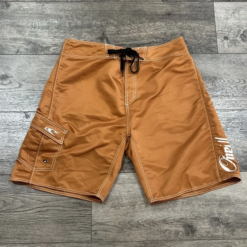 Vintage Y2K O’neill Burnt Orange Board Shorts Surf Swim - Men’s Size 36